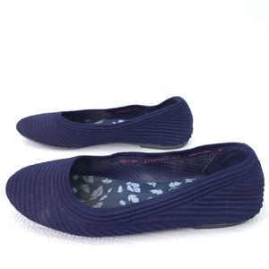 Skechers Flats Blue Knit Espadrilles Ballet Slip On Stretch Shoes 44891 Size 8
